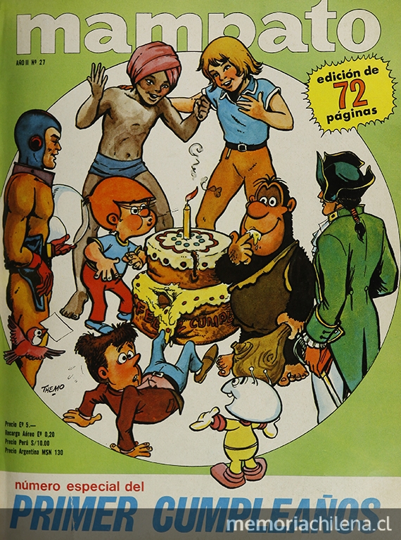 Portada de primer cumpleaños, 1969.Mampato (27): 1, octubre, 1969.