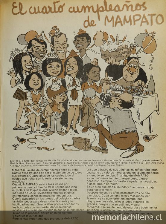 "El cuarto cumpleaños de Mampato", Mampato, (145): 49, 25 de octubre, 1972.