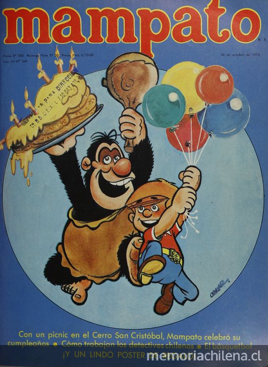 "Mampato celebra sus seis años de vida", Mampato, (249): 18-19, 30 de octubre, 1974.