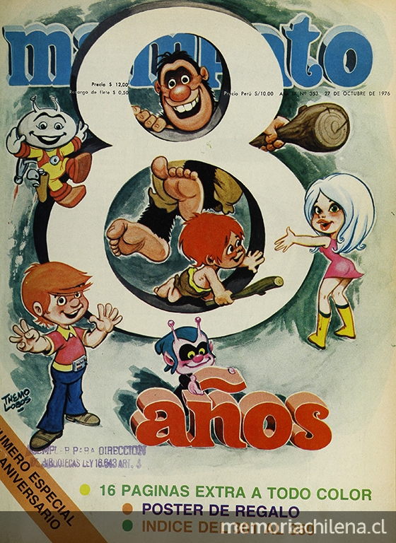  "El semanal nacimiento de Mampato", Mampato, (353): 45-49, 27 de octubre, 1976.