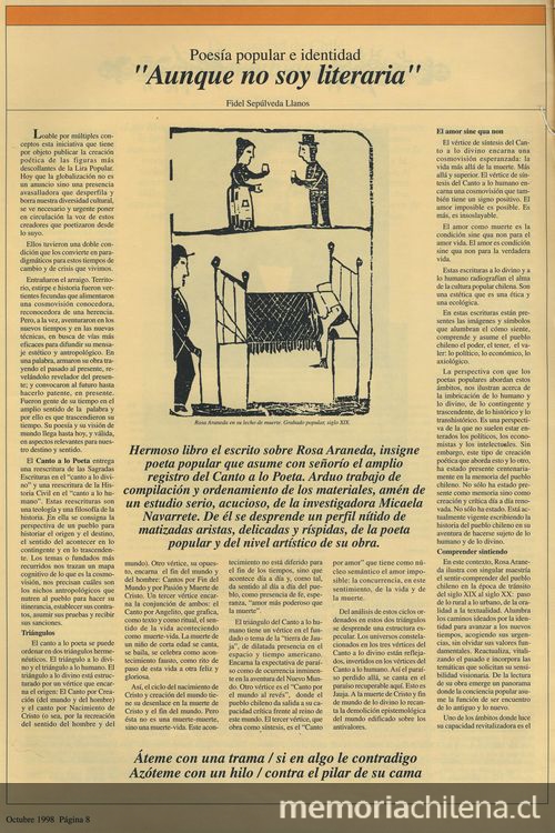  "Poesía popular e identidad. Aunque no soy literario".En: Patrimonio  Cultural (12): 8-9, octubre, 1998.