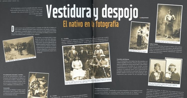 "Vestidura y despojo. El nativo en la fotografía"En: Patrimonio  Cultural (36): 20-22, invierno, 2005