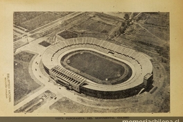 Pie de foto: Estadio Nacional desde el aire, 1953. En Municipalidad de Nuñoa. 58 Años de vida comunal: 1895 - 19 de abril - 1953: 2a. parte: Nuñoa actual. Publ. oficial de la I. Municipalidad de Nuñoa ordenada por el Alcalde Dn. José M. Narbona. Santiago: [s.n], 1953 115 p. Página 91