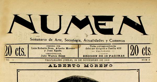 Numen. Año 1, número 3, 29 de noviembre de 1918