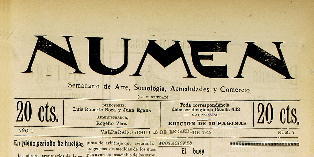 Numen. Año 1, número 7, 16 de febrero de 1919