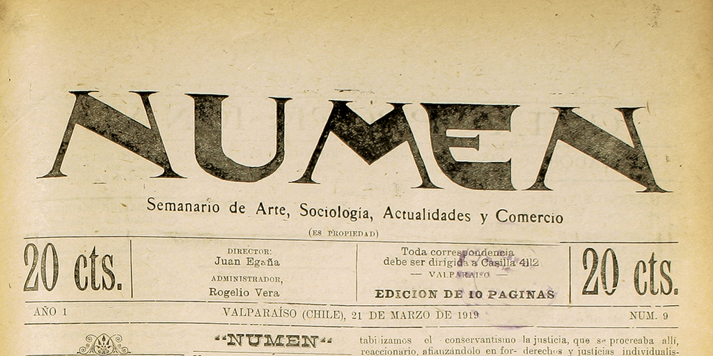 Numen. Año 1, número 9, 21 de marzo de 1919