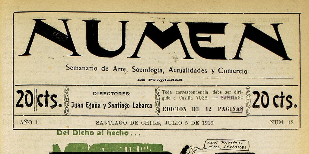 Numen. Año 1, número 12, 5 de julio de 1919