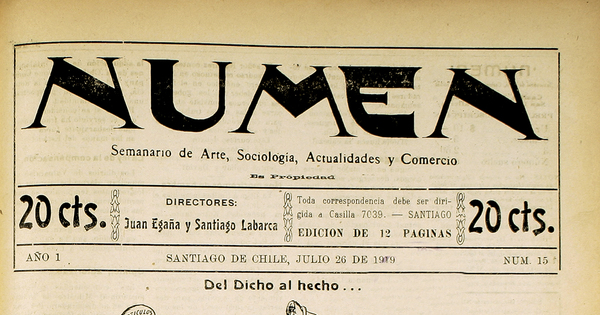 Numen. Año 1, número 15, 26 de julio de 1919