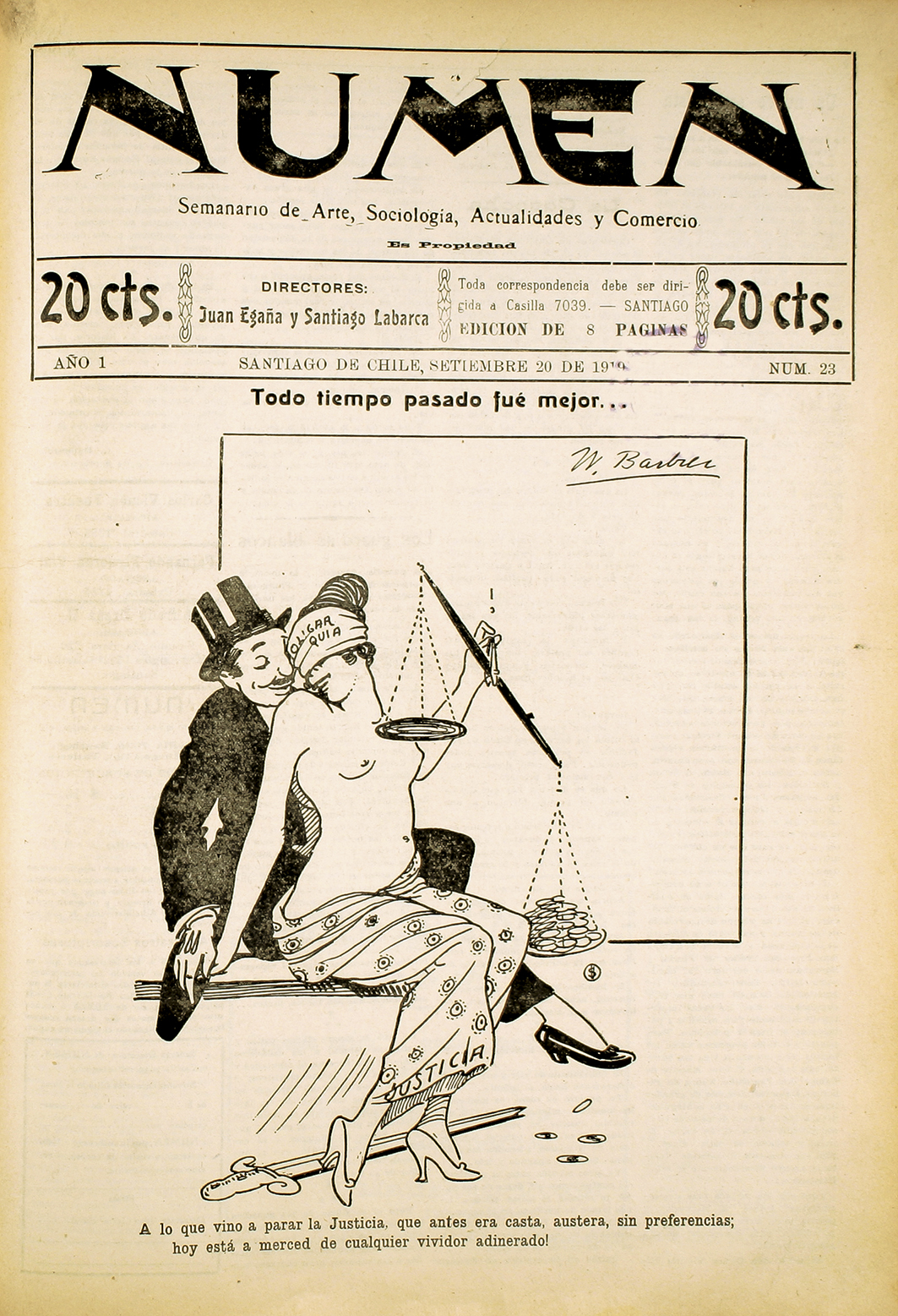 Numen. Año 1, número 23, 20 de septiembre de 1919