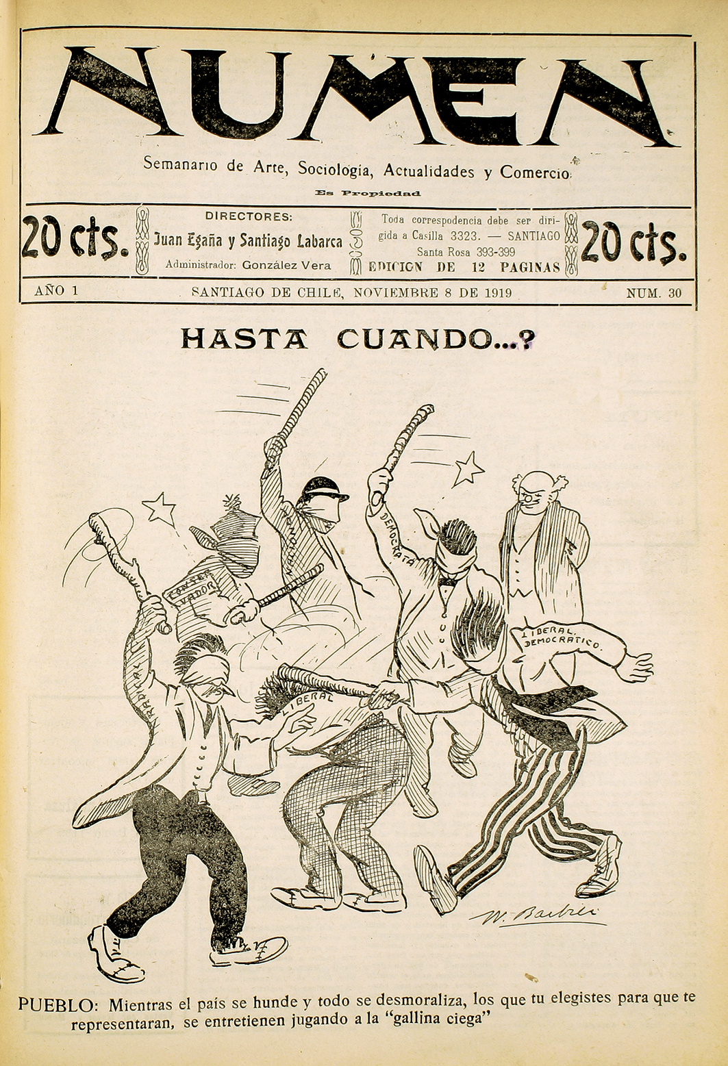 Numen. Año 1, número 30, 8 de noviembre de 1919