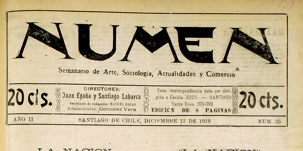 Numen. Año 2, número 35, 13 de diciembre de 1919