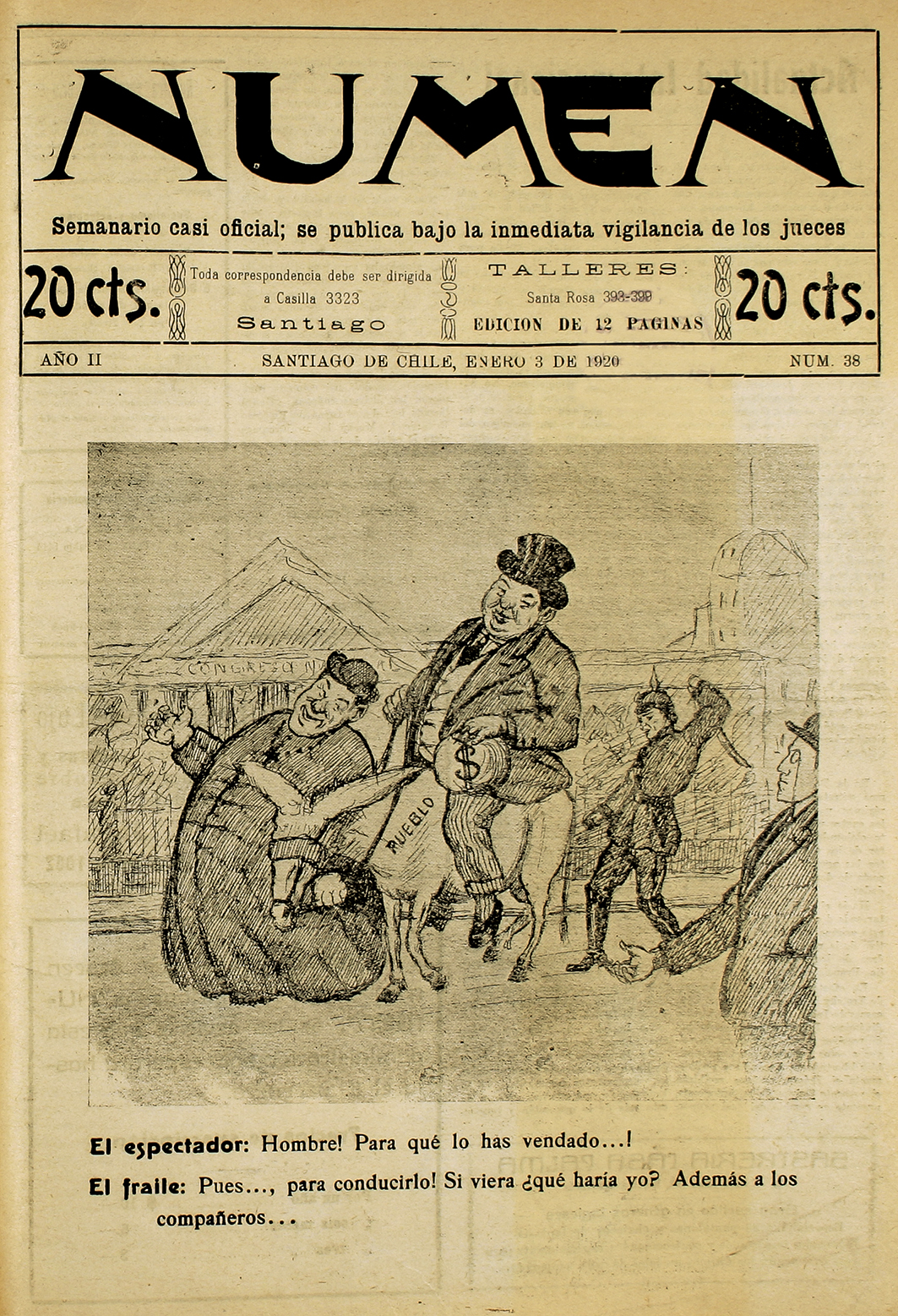 Numen. Año 2, número 38, 3 de enero de 1920