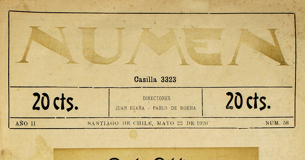 Numen. Año 2, número 58, 22 de mayo de 1920