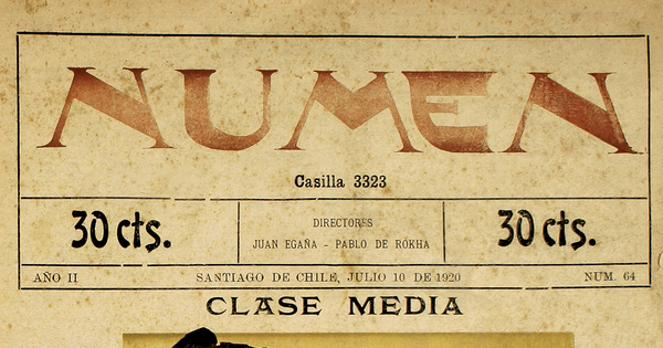 Numen. Año 2, número 64, 10 de julio de 1920