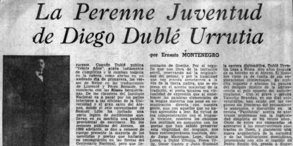 La Perenne juventud de Diego Dublé Urrutia
