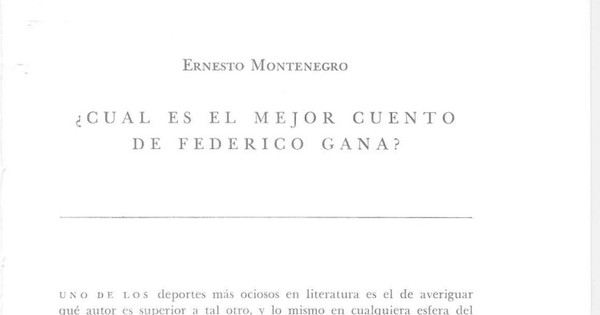 ¿Cual es el mejor cuento de Federico Gana?