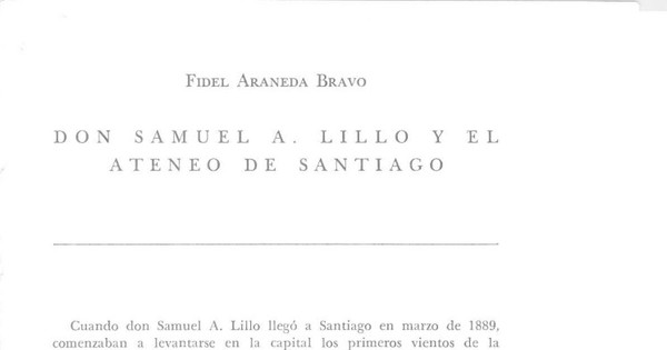 Don Samuel A. Lillo y El Ateneo de Santiago