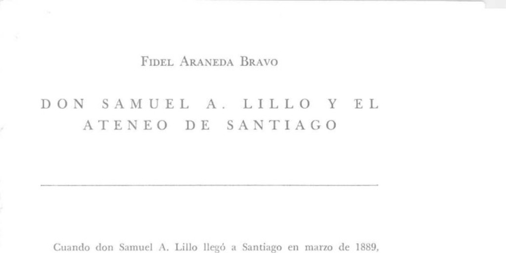 Don Samuel A. Lillo y El Ateneo de Santiago