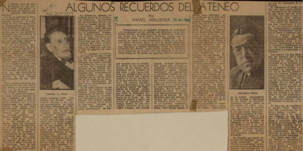 Algunos recuerdos del Ateneo