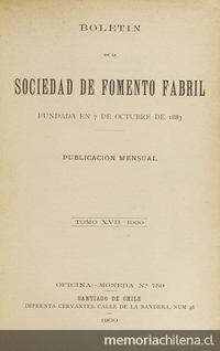  Fábrica de Tejidos El Salto, En Boletín de la Sociedad de Fomento Fabril. Santiago: La Sociedad, Año XVII,Nº 2,1900