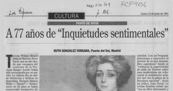 77 años de “Inquietudes sentimentales”