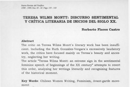 Teresa Wilms Montt, discurso sentimental y crítica literaria de inicios del siglo XX