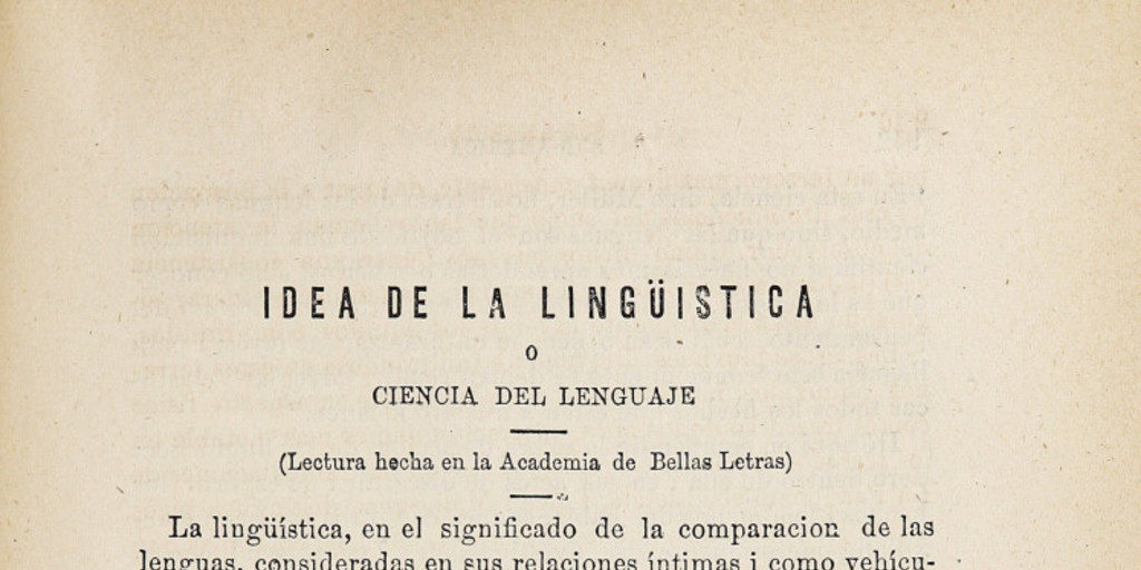 Idea de la Lingüística o Ciencia del lenguaje