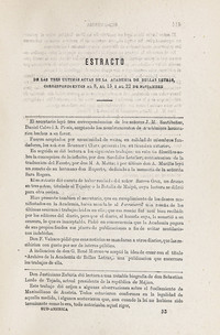 Estracto de las tres últimas actas de la Academia de Bellas Letras, correspondientes al 8, al 15 i al 22 de noviembre