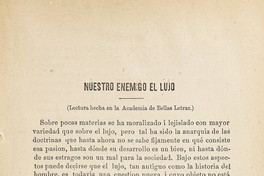“Nuestro enemigo el lujo”
