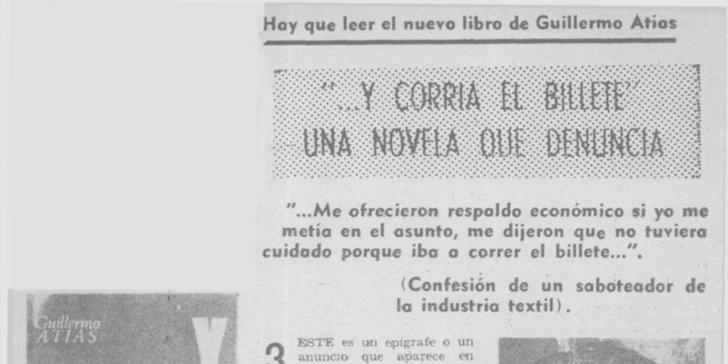 ...Y corría el billete. Una novela que denuncia