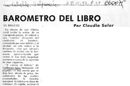 Barómetro del libro. El billete