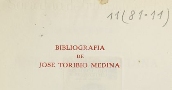 Bibliografía de José Toribio Medina