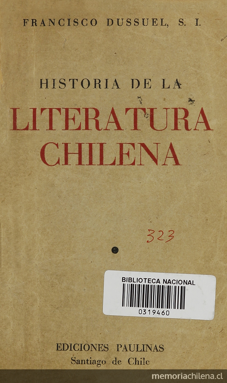Portada de Historia de la literatura chilena, de Francisco Dussuel.
