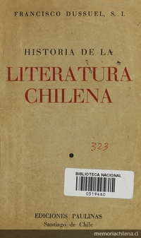 Portada de Historia de la literatura chilena, de Francisco Dussuel.