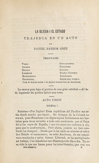 La Iglesia y el Estado. Tragedia en un acto (1874) de Daniel Barros Grez La Iglesia y el Estado. Tragedia en un acto (1874) de Daniel Barros Grez