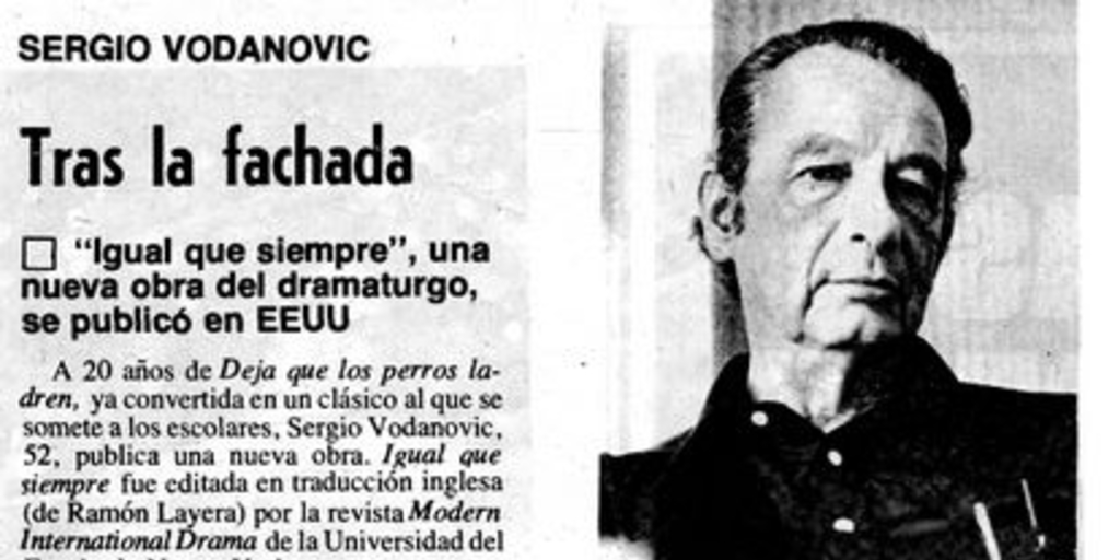 Sergio Vodanovic. Tras la fachada