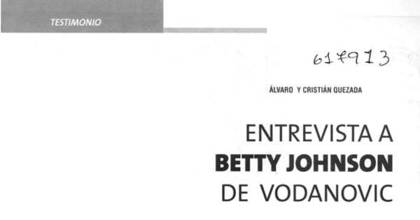 Entrevista a Betty Johnson de Vodanovic