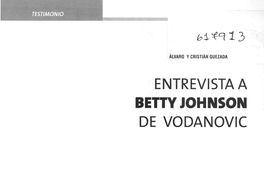 Entrevista a Betty Johnson de Vodanovic