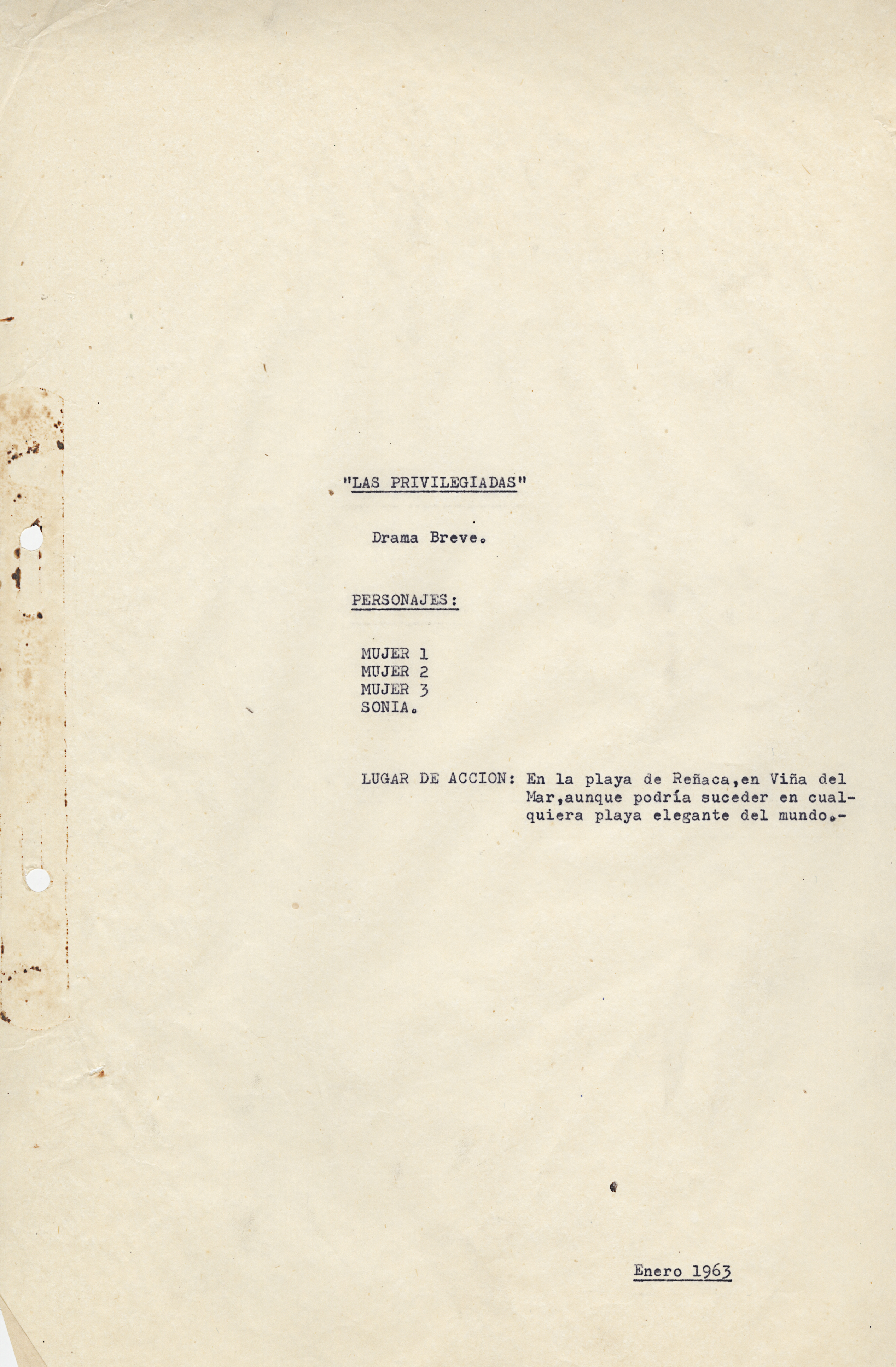 Las privilegiadas: teatro [manuscrito] 1963