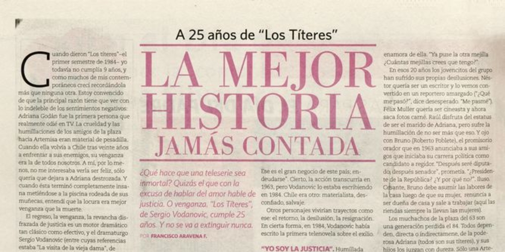 La mejor historia jamás contada : a 25 años de "Los Títeres"