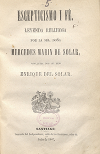 Escepticismo y fe: leyenda religiosa (1867) Escepticismo y fe: leyenda religiosa (1867)
