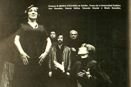 Ana González, Ramón Núñez, Eduardo Naveda, Héctor Noguera y Marés González ensayando la obra María Stuardo del Teatro de la Universidad Católica, 1980