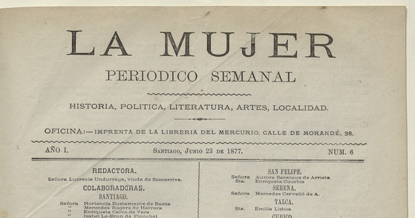 La Mujer: Editorial de El Constituyente del 11 de junio