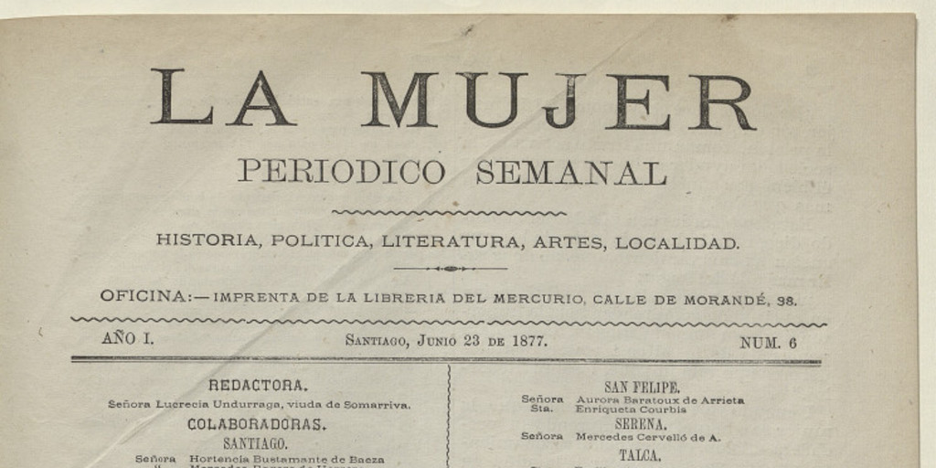 La Mujer: Editorial de El Constituyente del 11 de junio