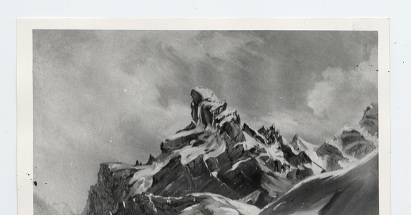 Dibujo de una gruta o ermita en la cordillera