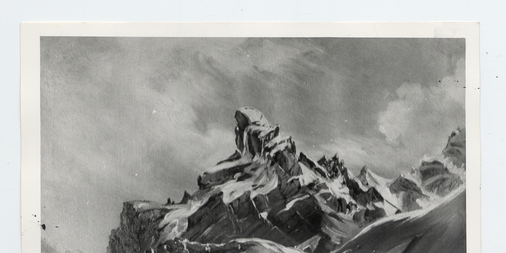 Dibujo de una gruta o ermita en la cordillera
