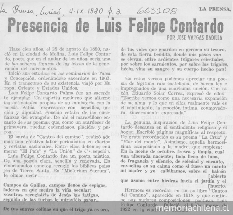 Presencia de Luis Felipe Contardo