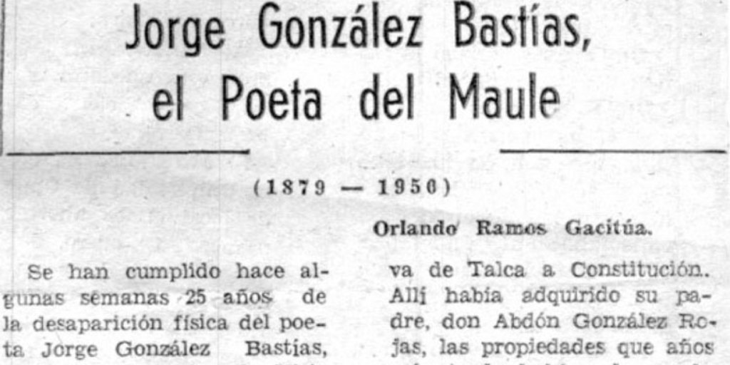 Jorge González Bastías: el poeta del Maule