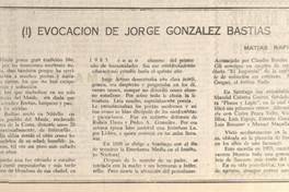 Evocación de Jorge González Bastías