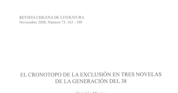 El cronotopo de la exclusión en tres novelas de la generación del 38